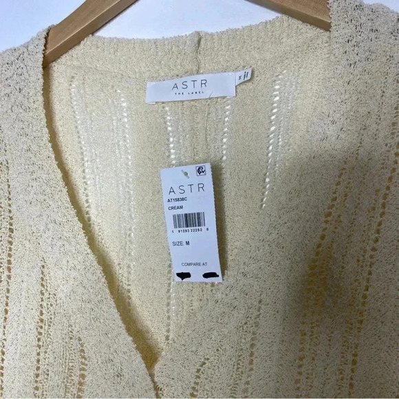 ASTR Wrap Front Pointelle Sweater In Cream Women's Size Medium NWT - Picture 5 of 6